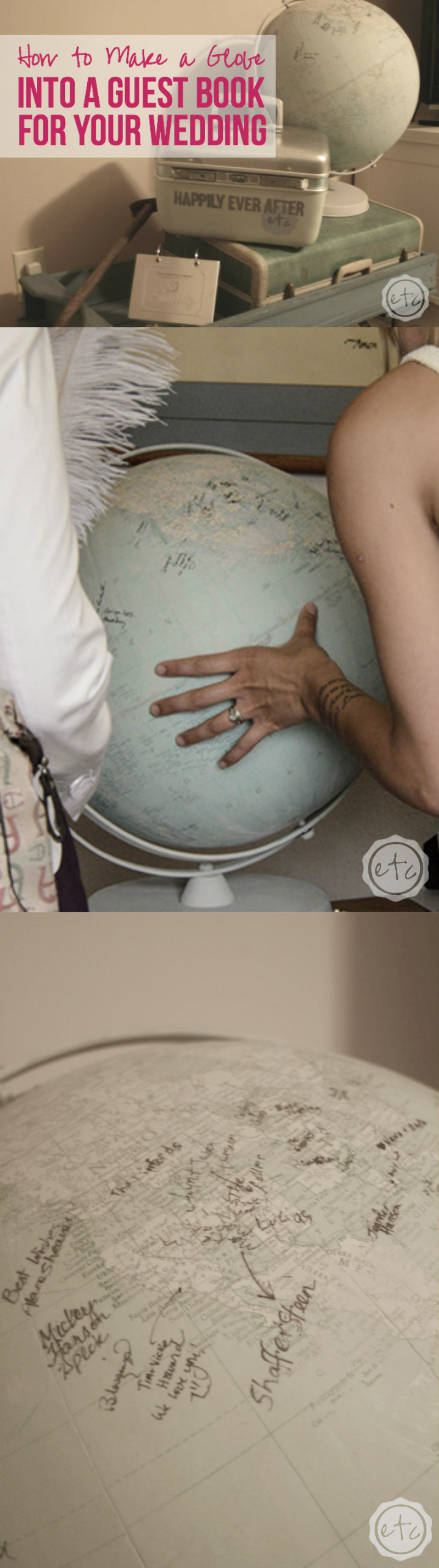 How to Turn a Globe into a Guest Book for your Wedding with Happily Ever After, Etc.