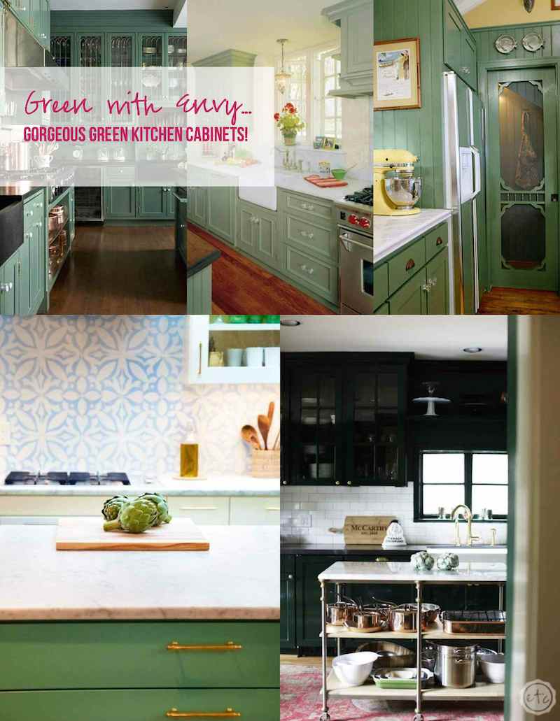 Green with Envy Green Kitchen Cabinets with Happily Ever After Etc