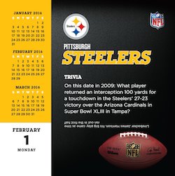 Pittsburgh Steelers Trivia Calendar 2