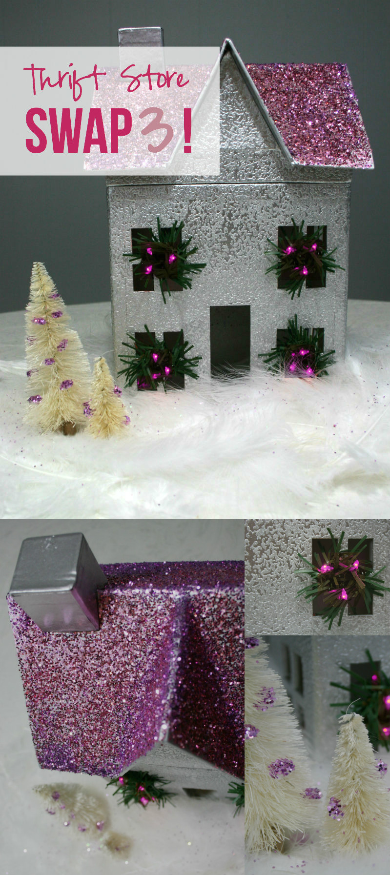 DIY Christmas Glitter House... Thrift Store Swap 3!