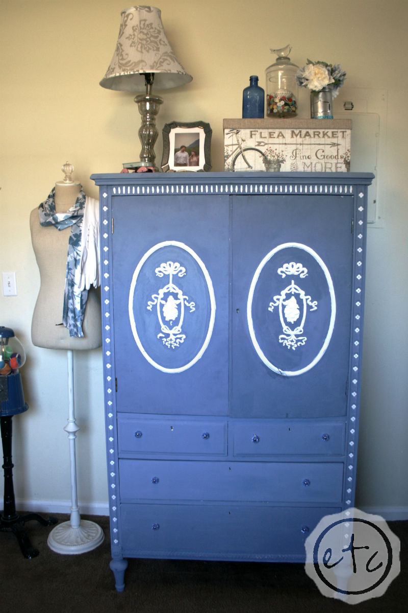 An Antique (Blue) Craft Cabinet Makeover for the Fab Furniture Flippin Contest! with Happily Ever After, Etc.