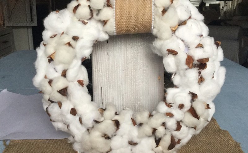 Cotton ball wreath