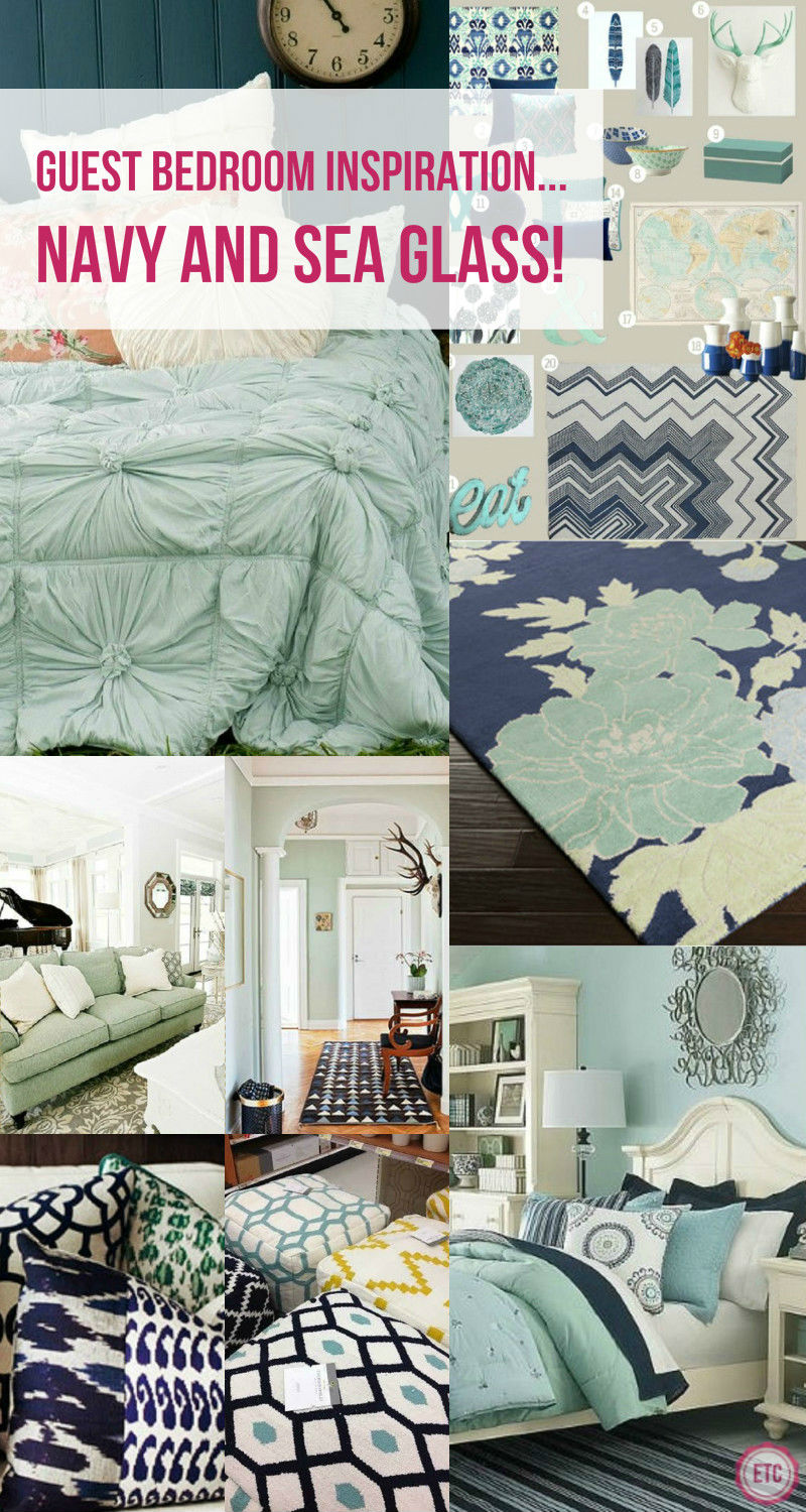 Guest Bedroom Inspiration... Navy and Sea Glass!