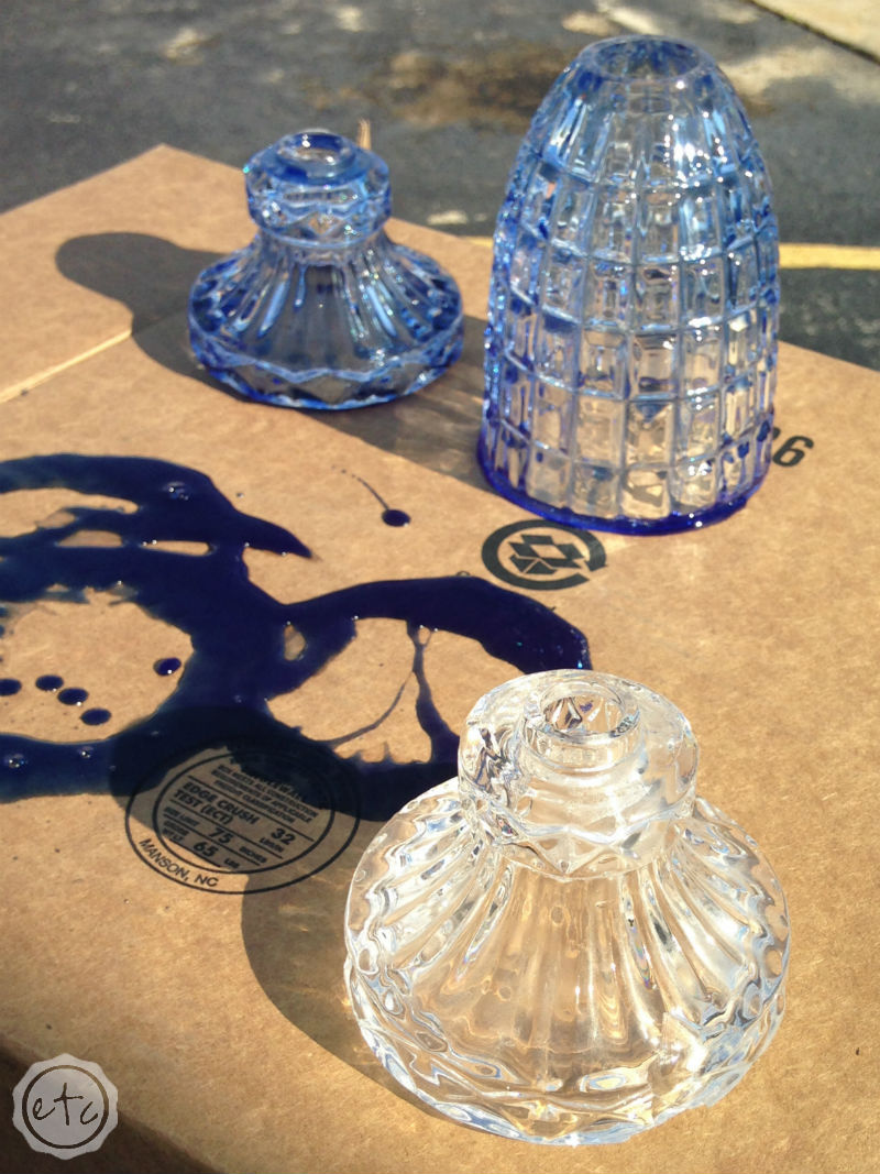 DIY Lamp Transformation... How to Color Transparent Glass with Happily Ever After, Etc.
