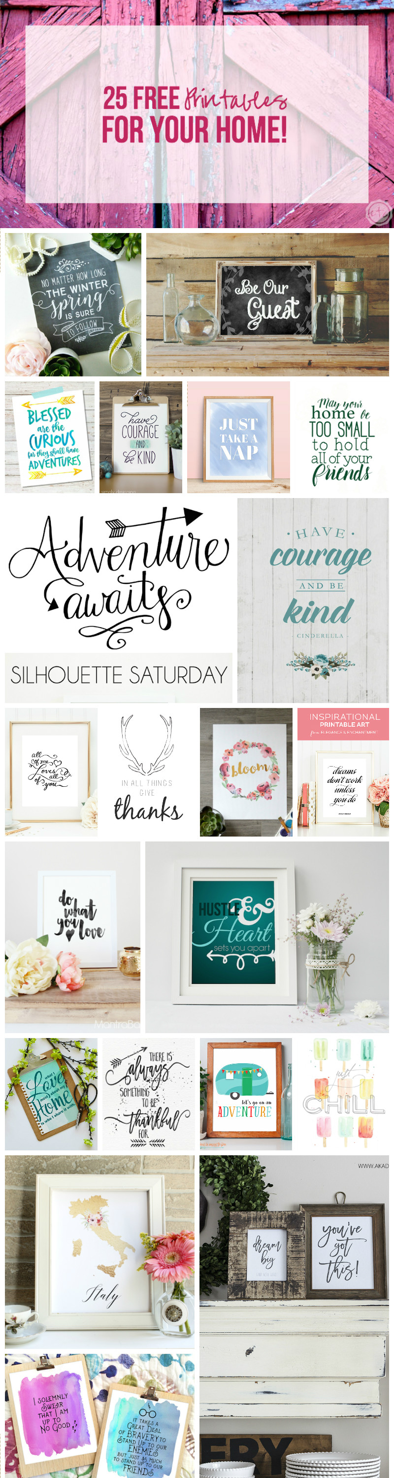 25 FREE Printables For Your Home!