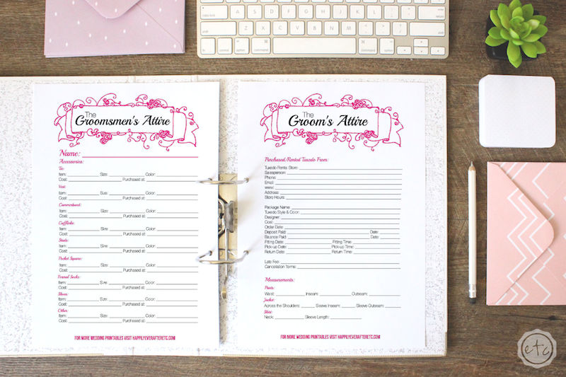 Add this Groom's Attire worksheet to your perfect Wedding Binder! 