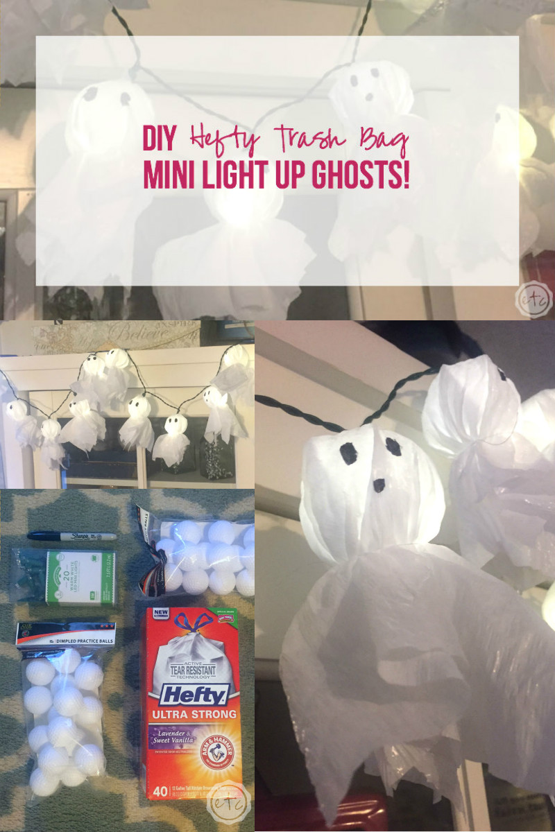 DIY Hefty Trash Bag Mini Light Up Ghosts!