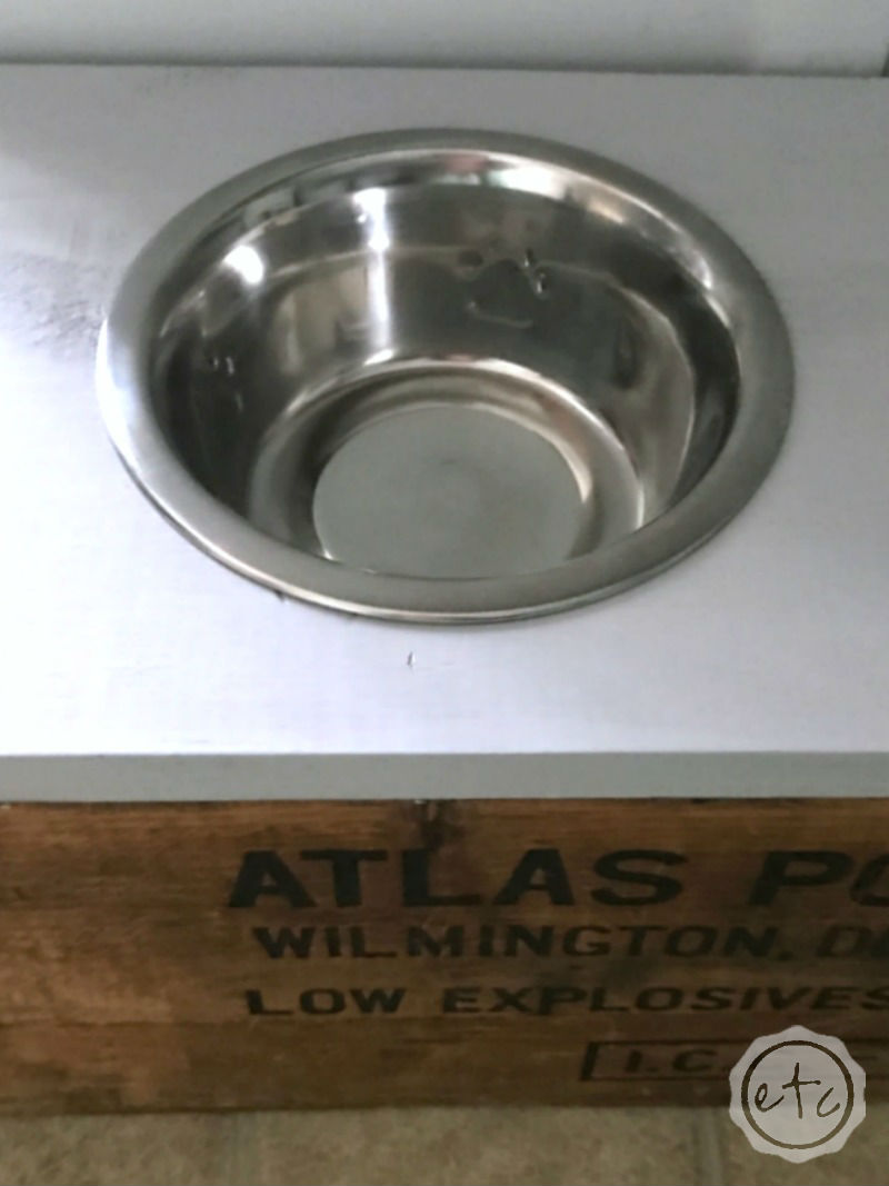 DIY Pet Bowl Stand (with Storage!) using an Antique Box