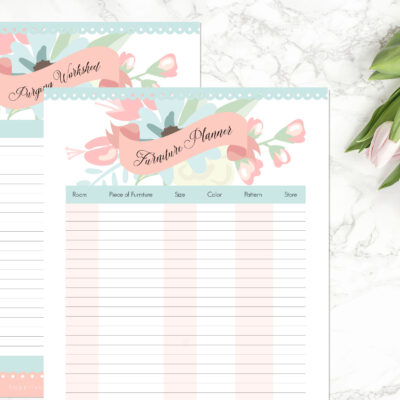 Floral Home Decorating Planner: 12 Printables &amp; 1 Printable Postcard ...