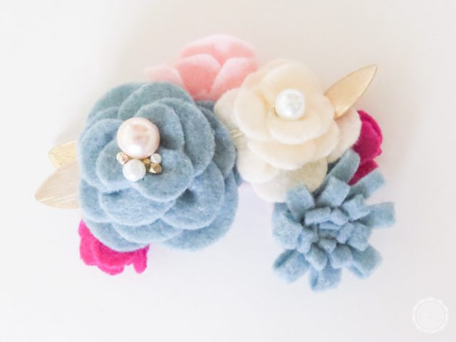 Large Blue, Blush and Hot Pink Flowers Felt Floral Swag