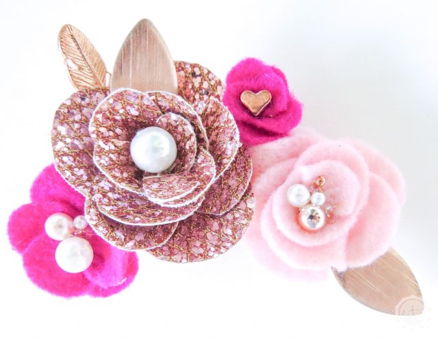 Large Rose Gold with Pink Flowers Floral Swag
