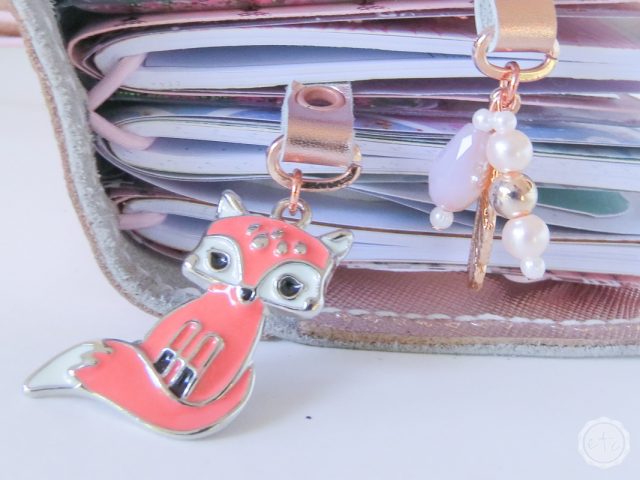 Boho Floral Rose Gold Dangle Charm Leather Bookmark