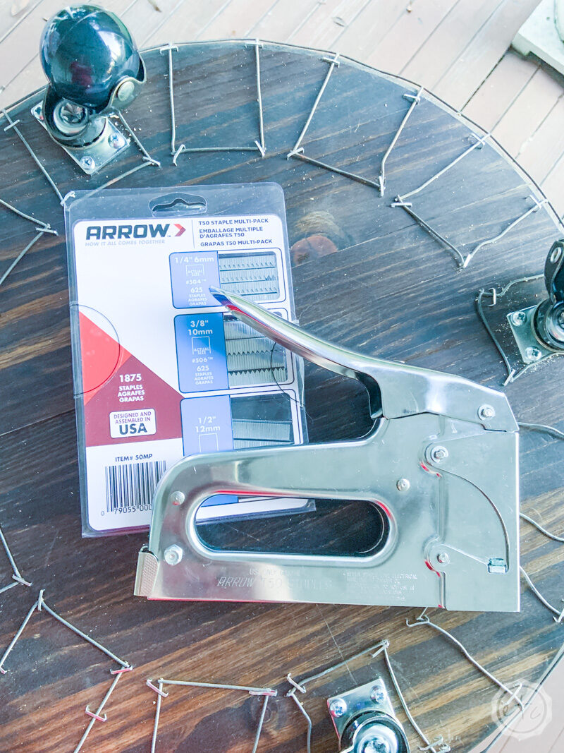 A shot of the arrow tools used for this project: the T50 Staple gun and 3/8" staples