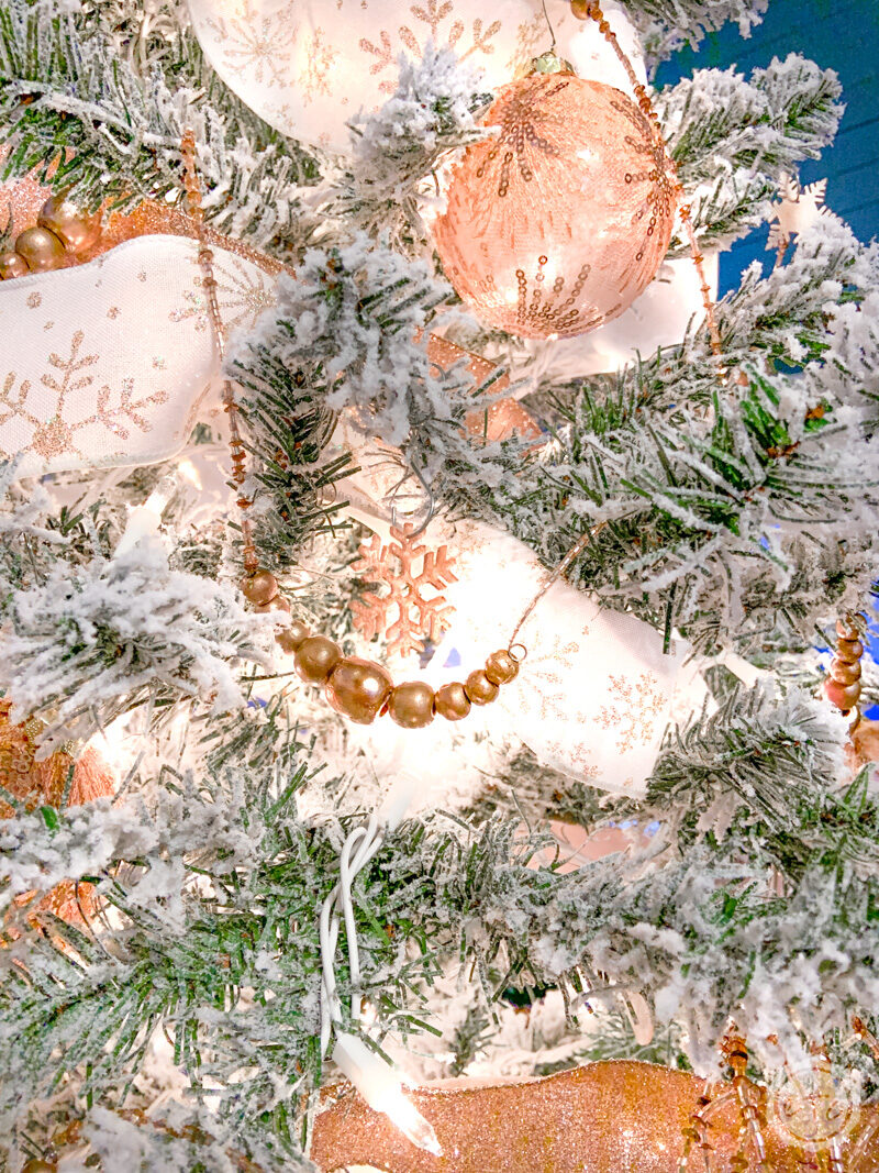 DIY shrink plastic snowflake ornament on the christmas tree